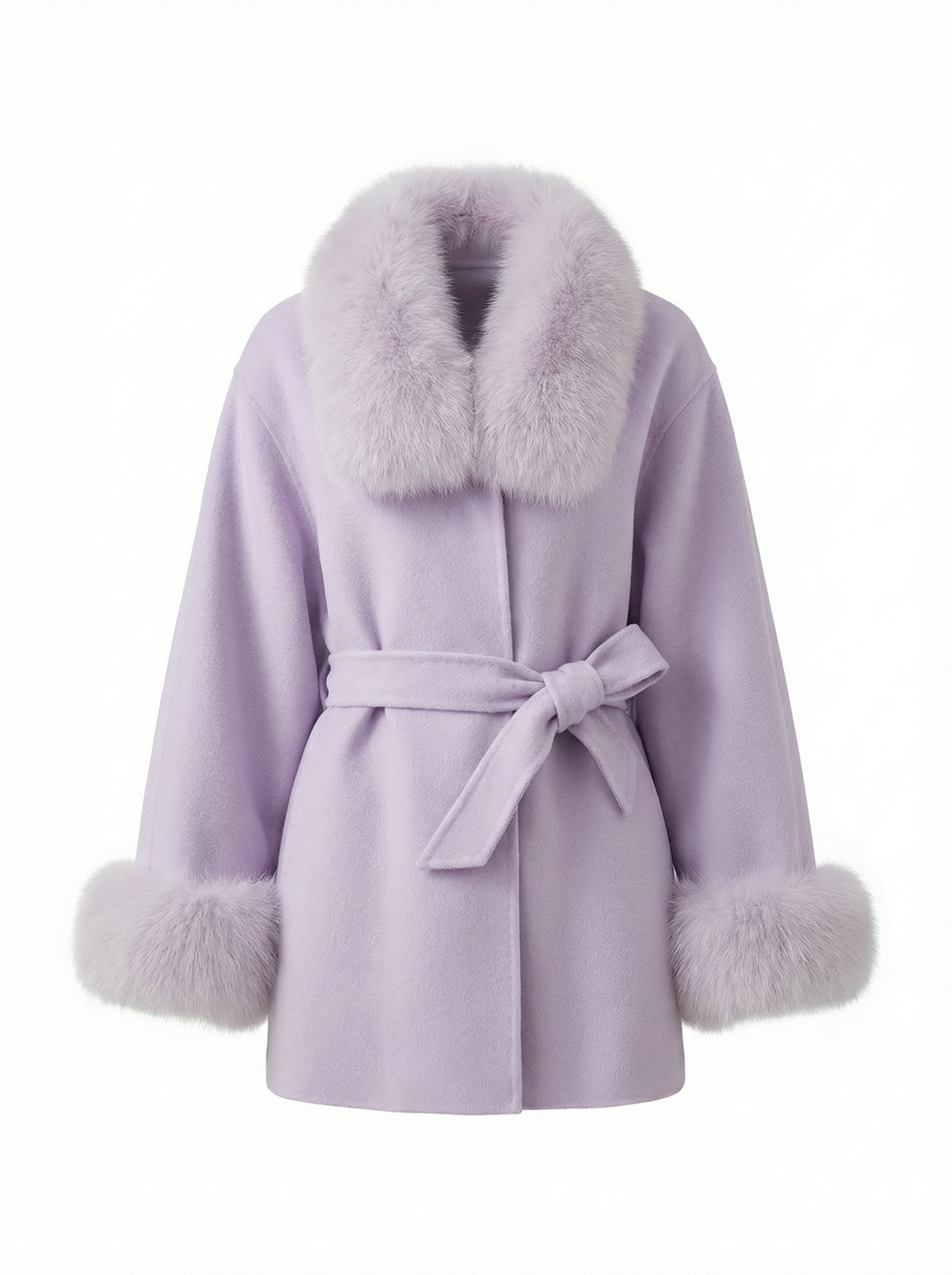 Élise Fox Fur Wool Coat in lilac – Maison Aurélia