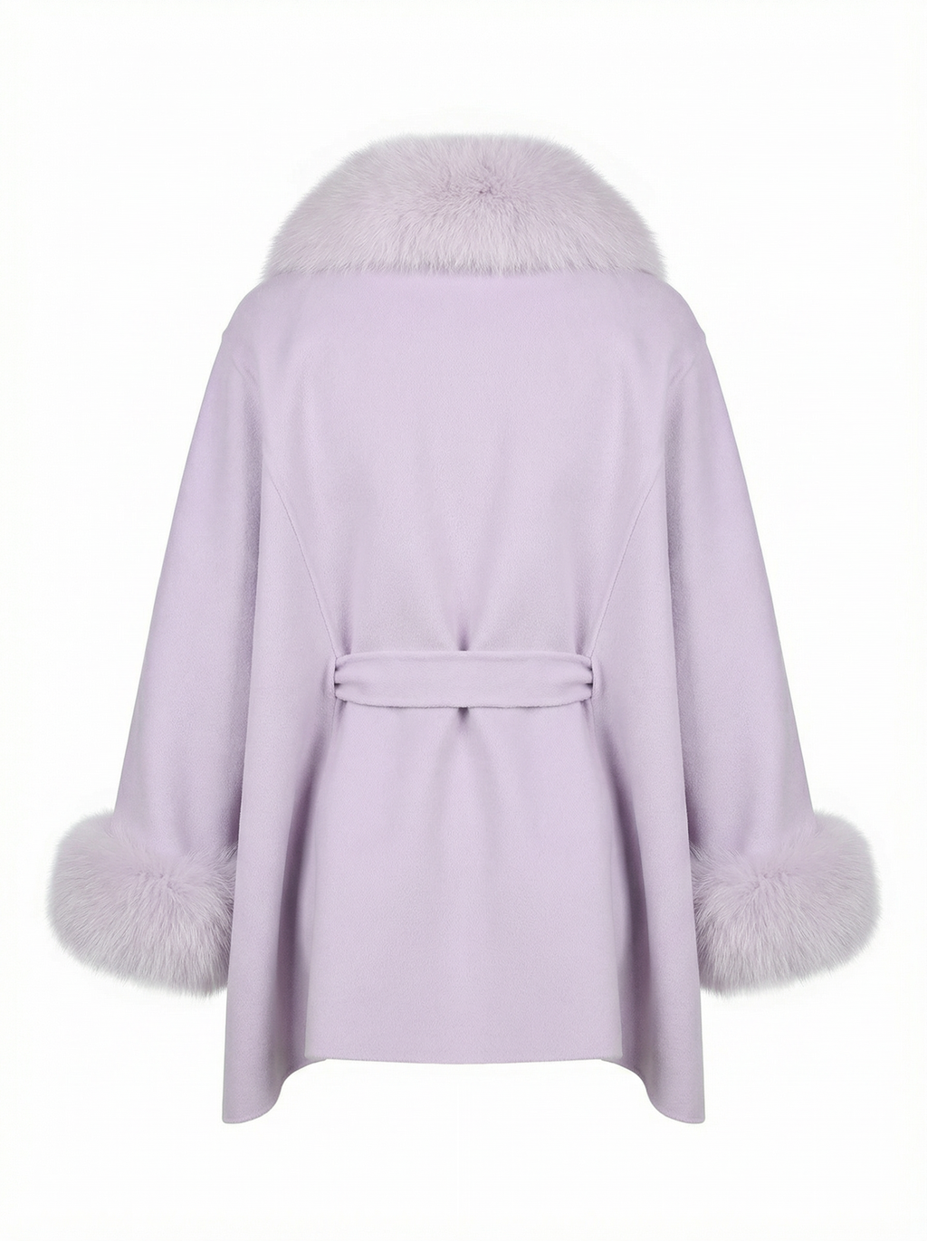 Élise Fox Fur Wool Coat in lilac – Maison Aurélia