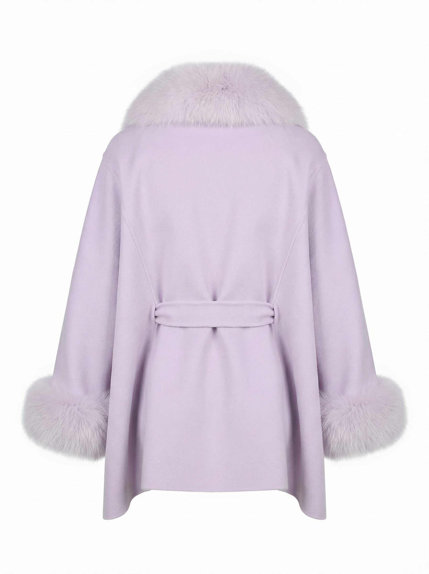 Élise Fox Fur Wool Coat in lilac – Maison Aurélia