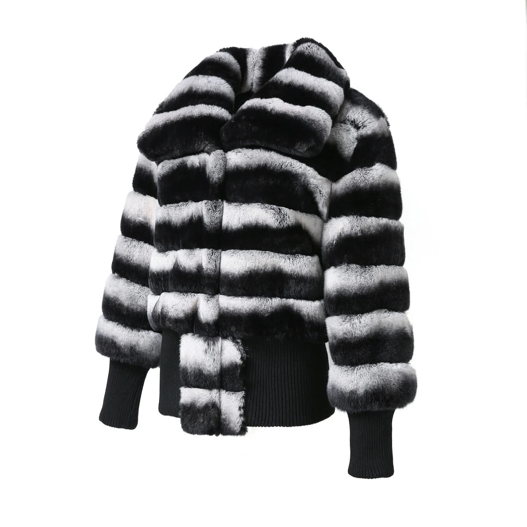 Noir Rex Fur Stripe Jacket – Maison Aurélia