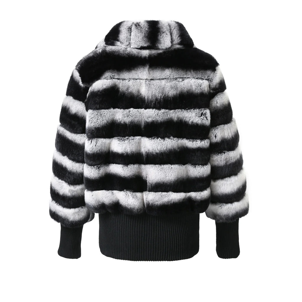 Noir Rex Fur Stripe Jacket – Maison Aurélia