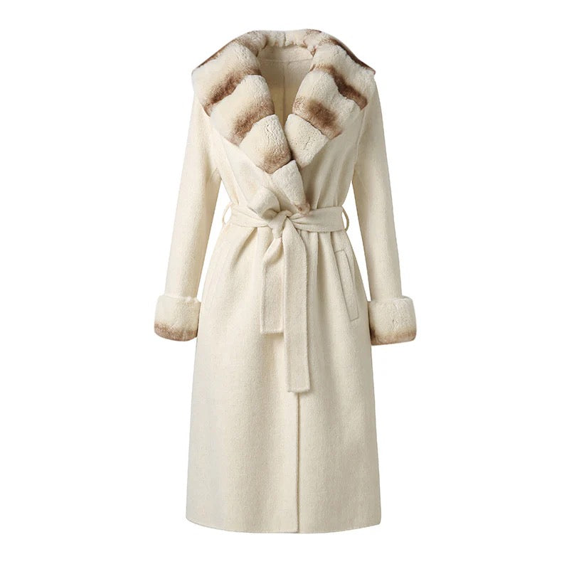 Valérie Fox Fur Collar Wool Coat in cream – Maison Aurélia