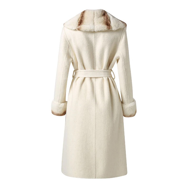 Valérie Fox Fur Collar Wool Coat in cream – Maison Aurélia