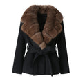Aubrée Wool Coat with brown fox fur collar – Maison Aurélia