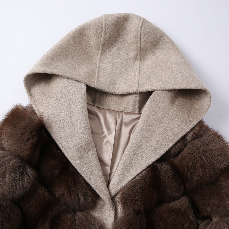 Sienna Fox Fur Hooded Wool Coat – Maison Aurélia