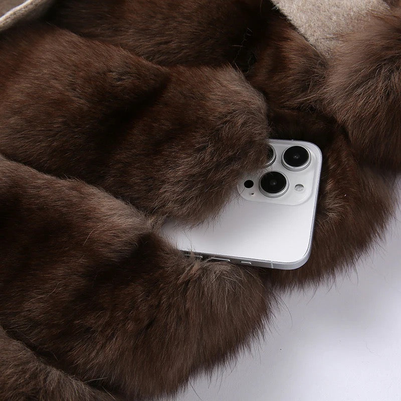 Sienna Fox Fur Hooded Wool Coat – Maison Aurélia