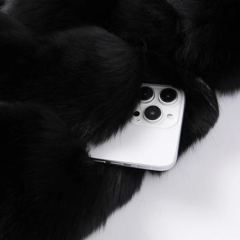 Noire Fox Fur Hooded Wool Coat – Maison Aurélia