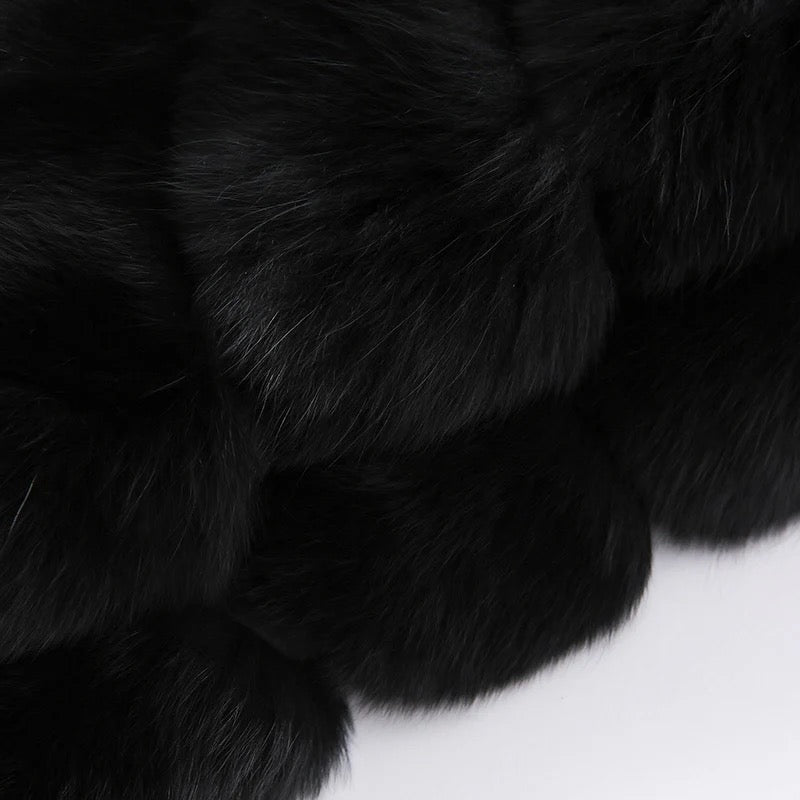 Noire Fox Fur Hooded Wool Coat – Maison Aurélia