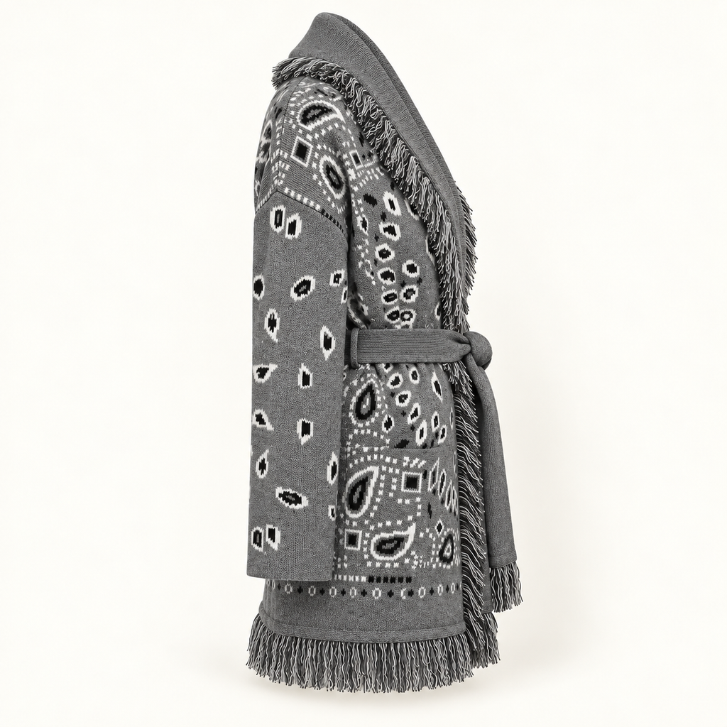 Bohème knit wool coat — side profile