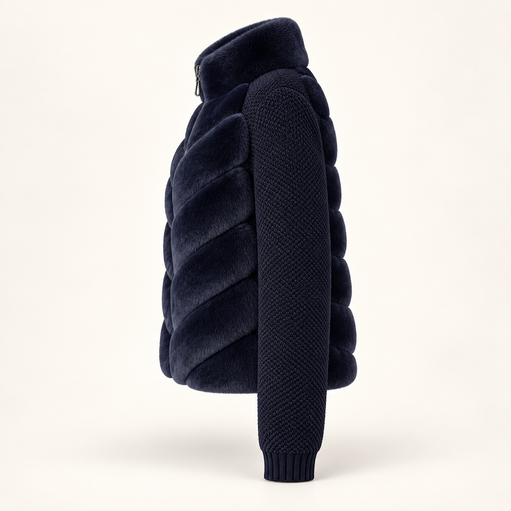 Celeste knit fur jacket — side profile
