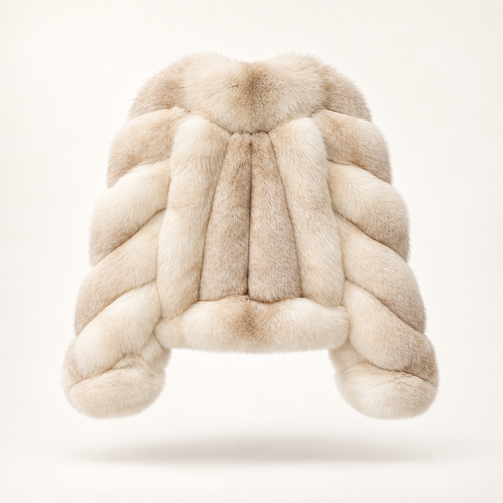 Ophélie ivory fox fur coat, front view