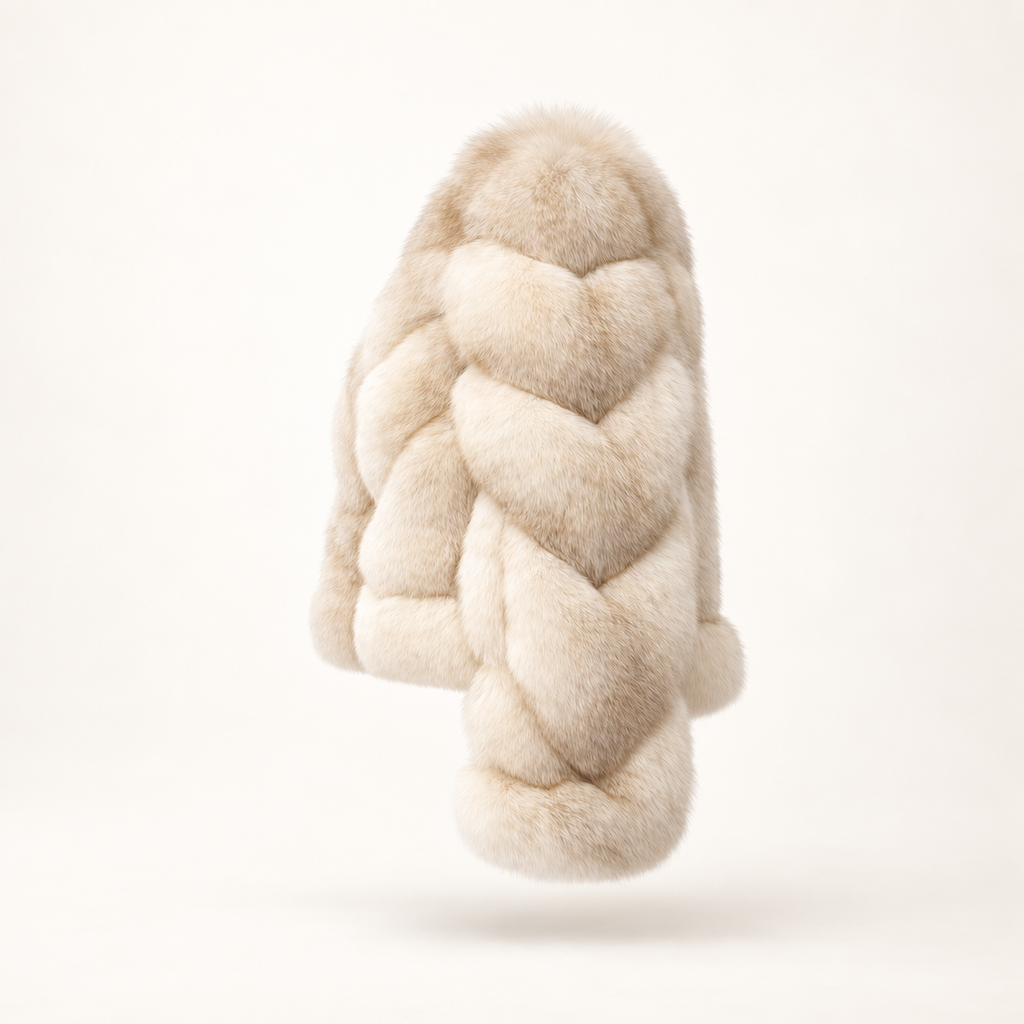 Ophélie ivory fox fur coat, side view