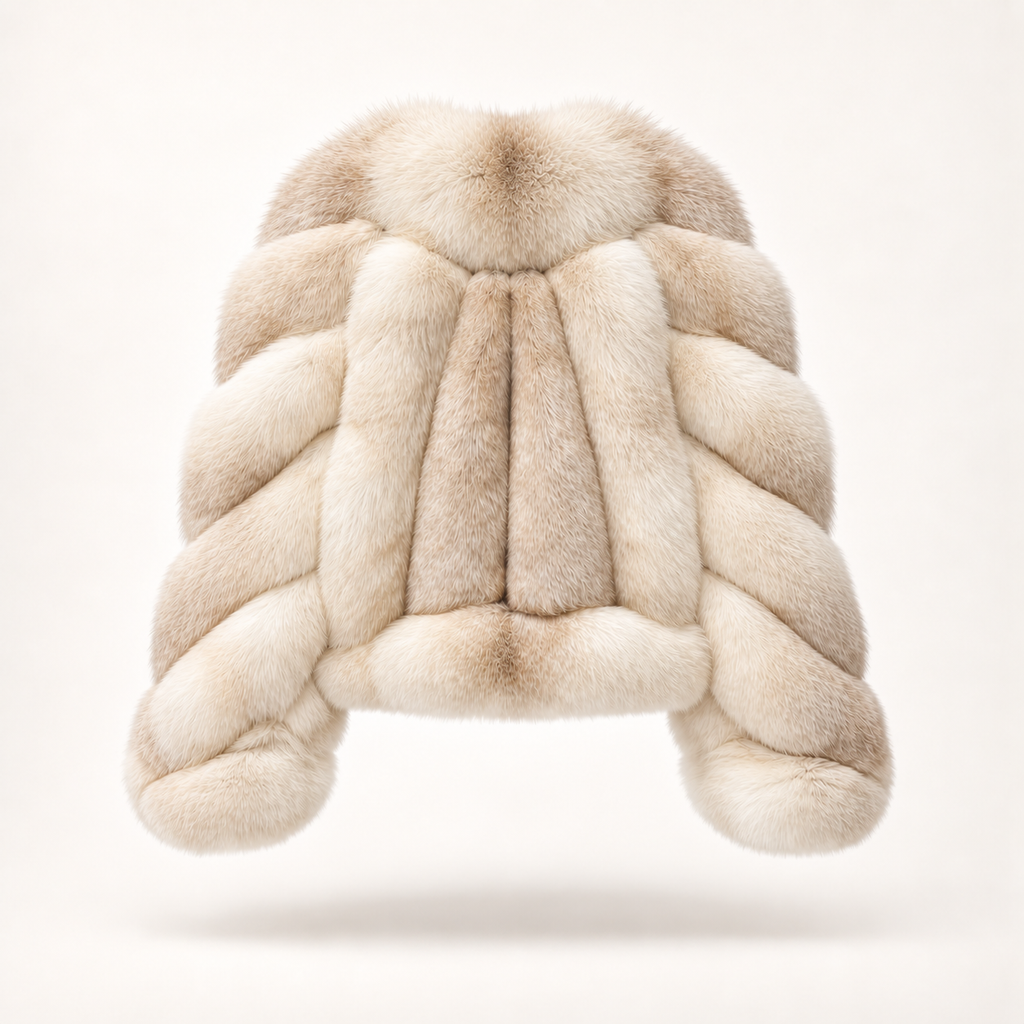 Ophélie ivory fox fur coat — straight back