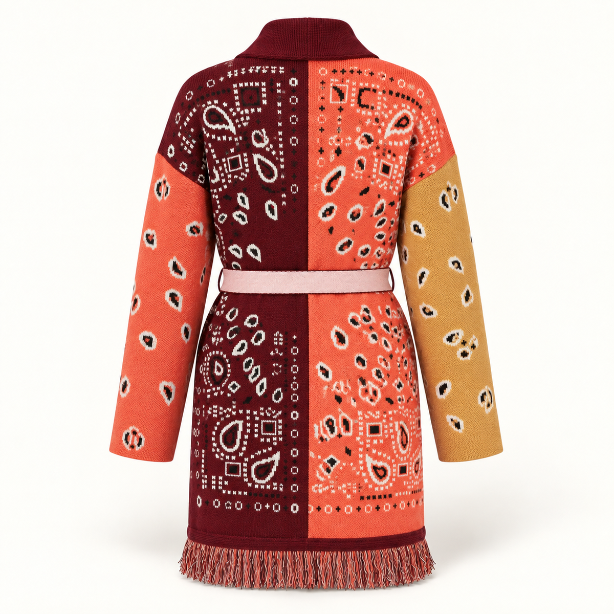 Rosé cashmere wrap cardigan — straight back