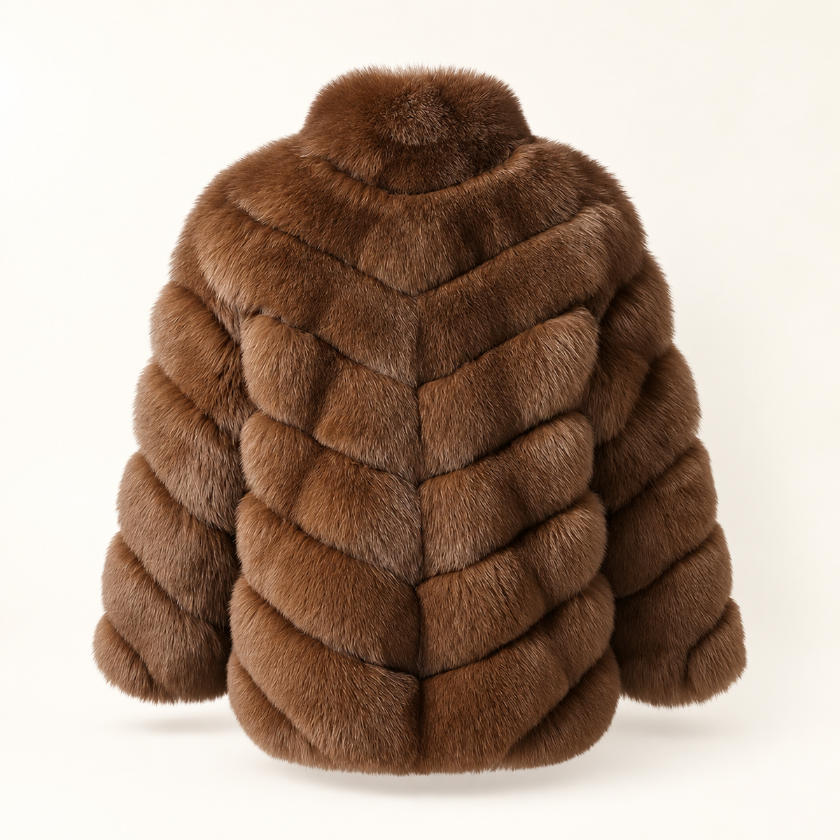 Sable Royale brown fox fur jacket, back view